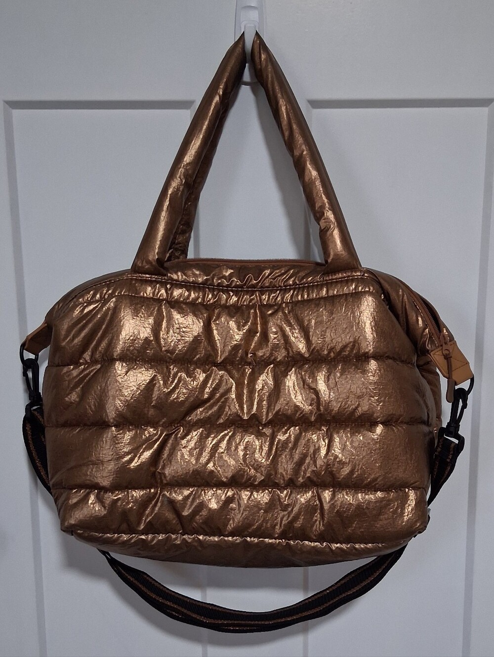 Metallic Bronze Quilted Tote Bag for Women